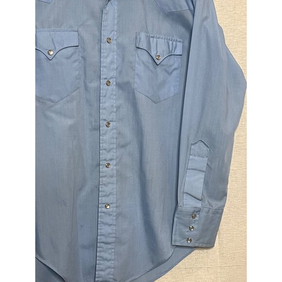 VTG Miller Western Pearl Snap Shirt Light Blue Long Sleeve 70s Style Mens Large - Picture 7 of 15